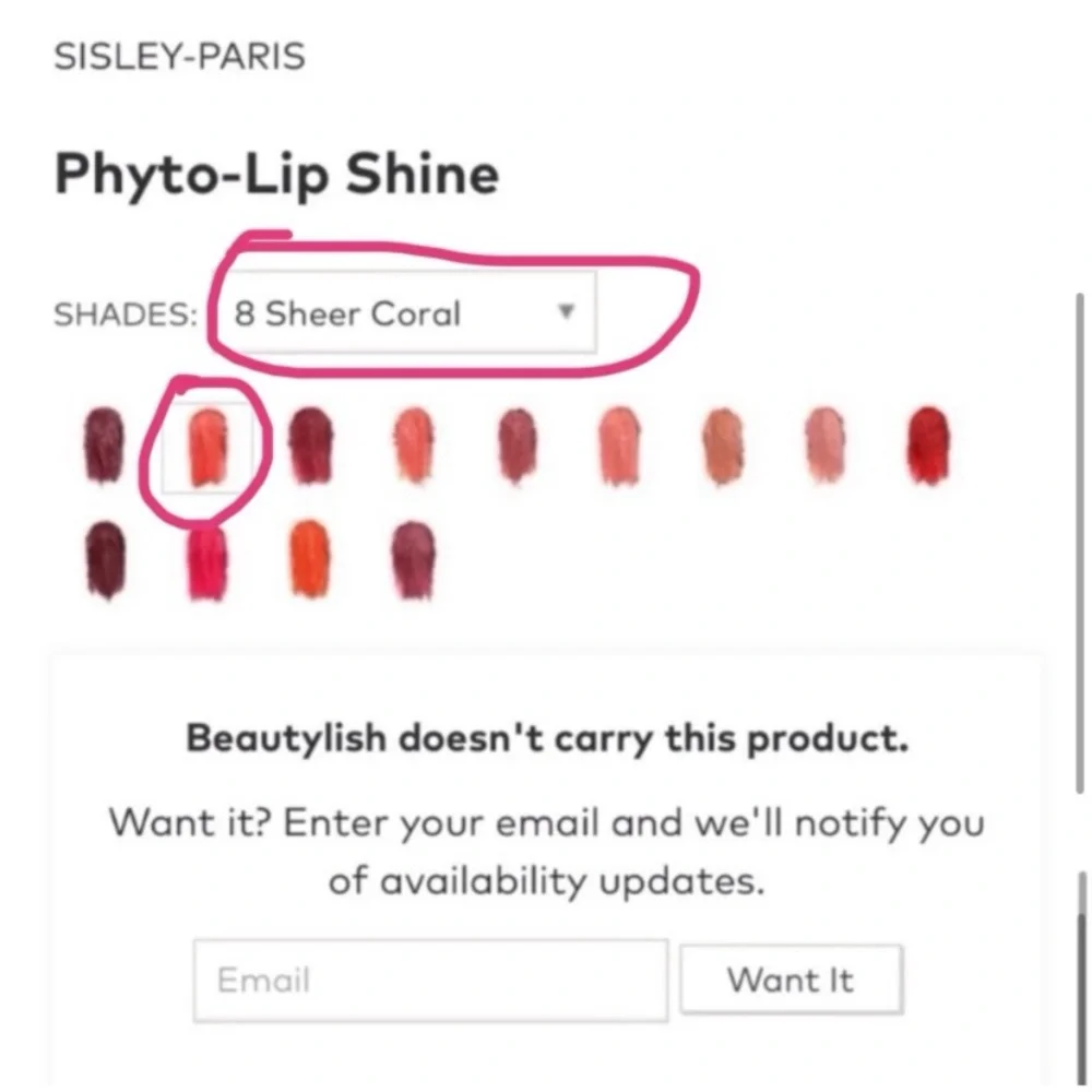 Sisley Paris Lipstick Sheer Coral #8 Phyto-Lip Shine - Discontinued Color
